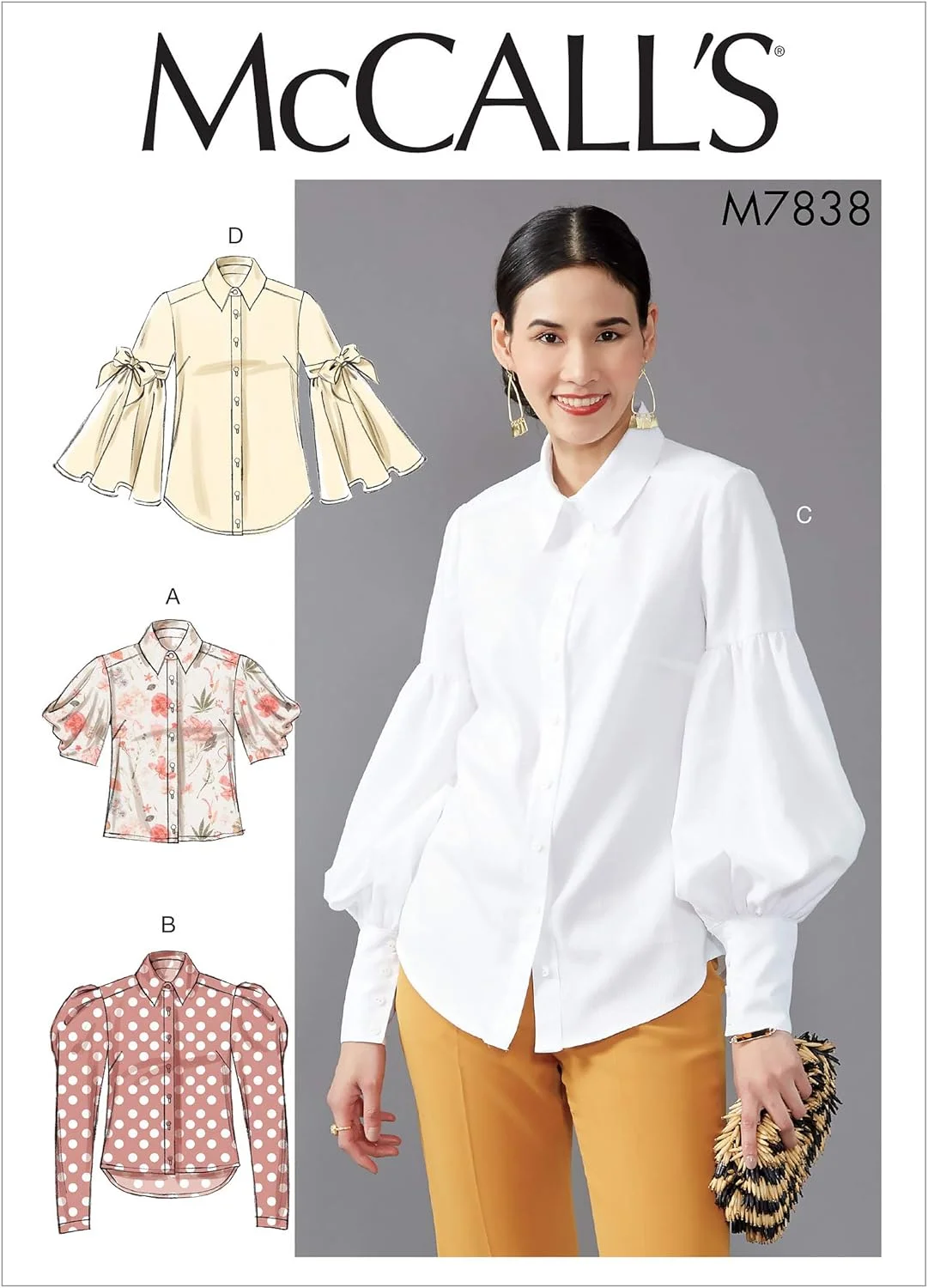 الگوهای خیاطی مک کال - الگوی دوخت بلوز دکمه دار گشاد زنانه مک کال، سایزهای 6-14