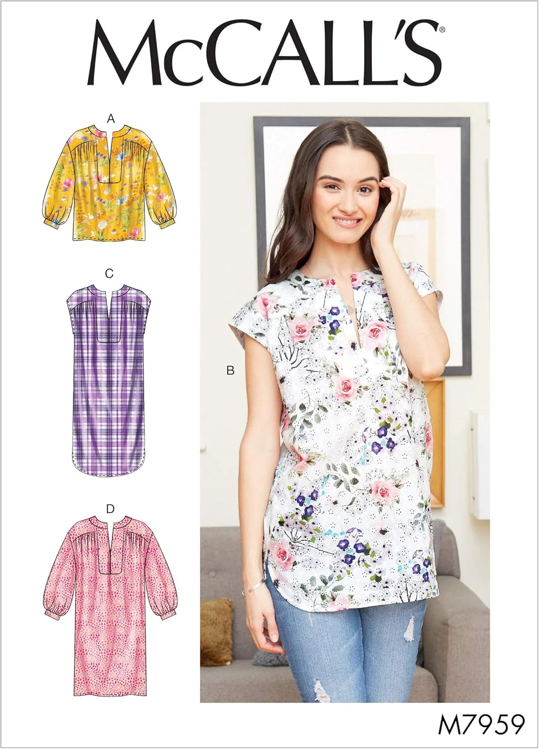 الگوهای مک کال، تونیک و بلوز گشاد زنانه مک کال، سایزهای 14-22، الگوی خیاطی، سفید