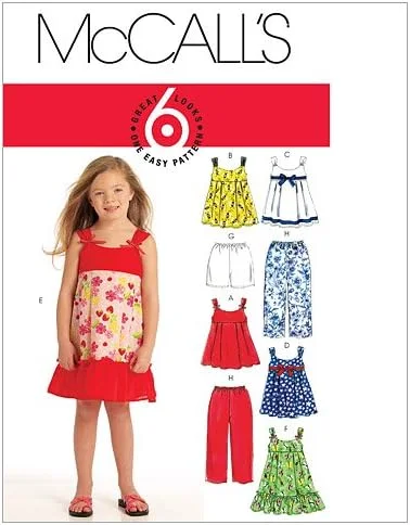 الگوهای خیاطی مک کالز M5836 برای تاپ، پیراهن، شلوارک و شلوار کودکان، سایز CB (1-2-3)