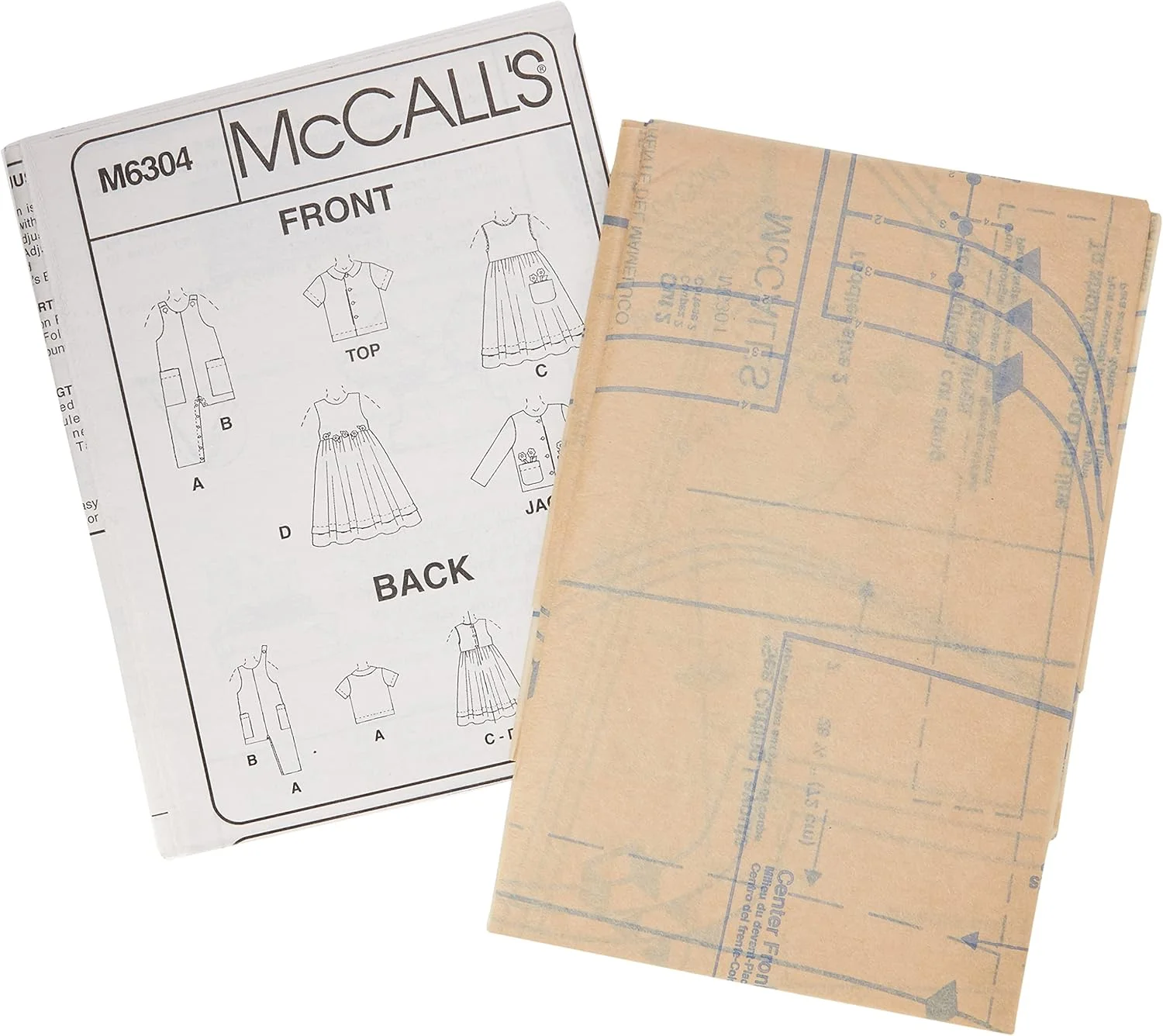 الگوهای خیاطی مک کال M6304 سایز CC 2-3-4 لباس سرهمی نوزاد در 2 قد، پیراهن، ژاکت و پیراهن مردانه، بسته 1 عددی، سفید