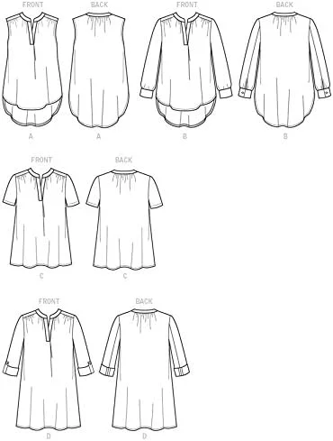 الگوهای خیاطی McCall's 7324 E5، تاپ و تونیک زنانه، سایزهای 14-22، درزها، (14-16-18-20-22)