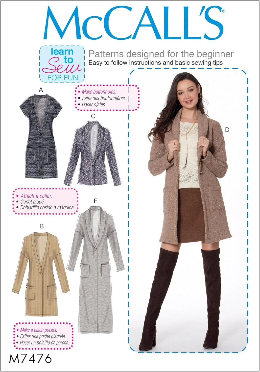 الگوهای خیاطی McCall's برای جلیقه و ژاکت، چند رنگ، سایز XSM-MED-P، چند رنگ، 78 x 152 x 0.64 سانتی متر