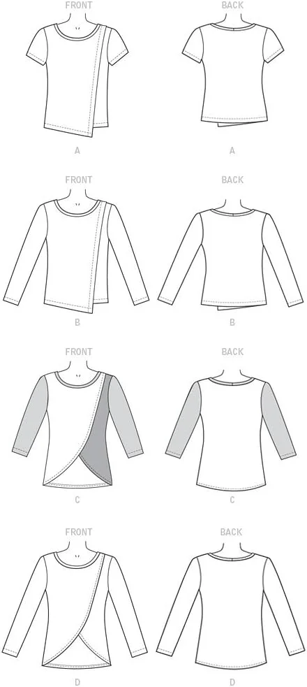 الگوهای خیاطی مک کالز 7247 A5، تاپ های زنانه، سایزهای 6-8-10-12-14