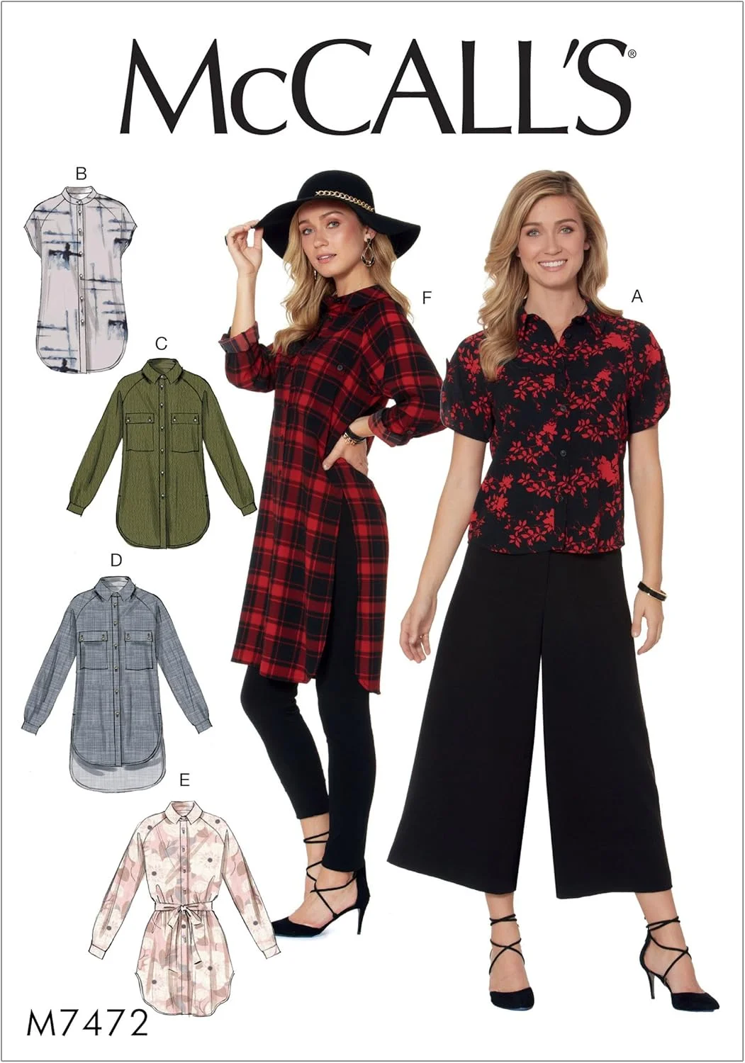 الگوهای مک کالز، تونیک و پیراهن زنانه آستین رگلان دکمه دار