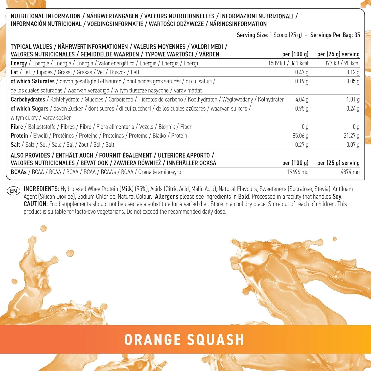 پروتئین وی ایزوله شفاف Applied Nutrition - پروتئین وی ایزوله، پودر پروتئین با طراوت بالا، طعم های سبک آب میوه (اسکواش پرتقال) (875 گرم - 35 سروینگ)