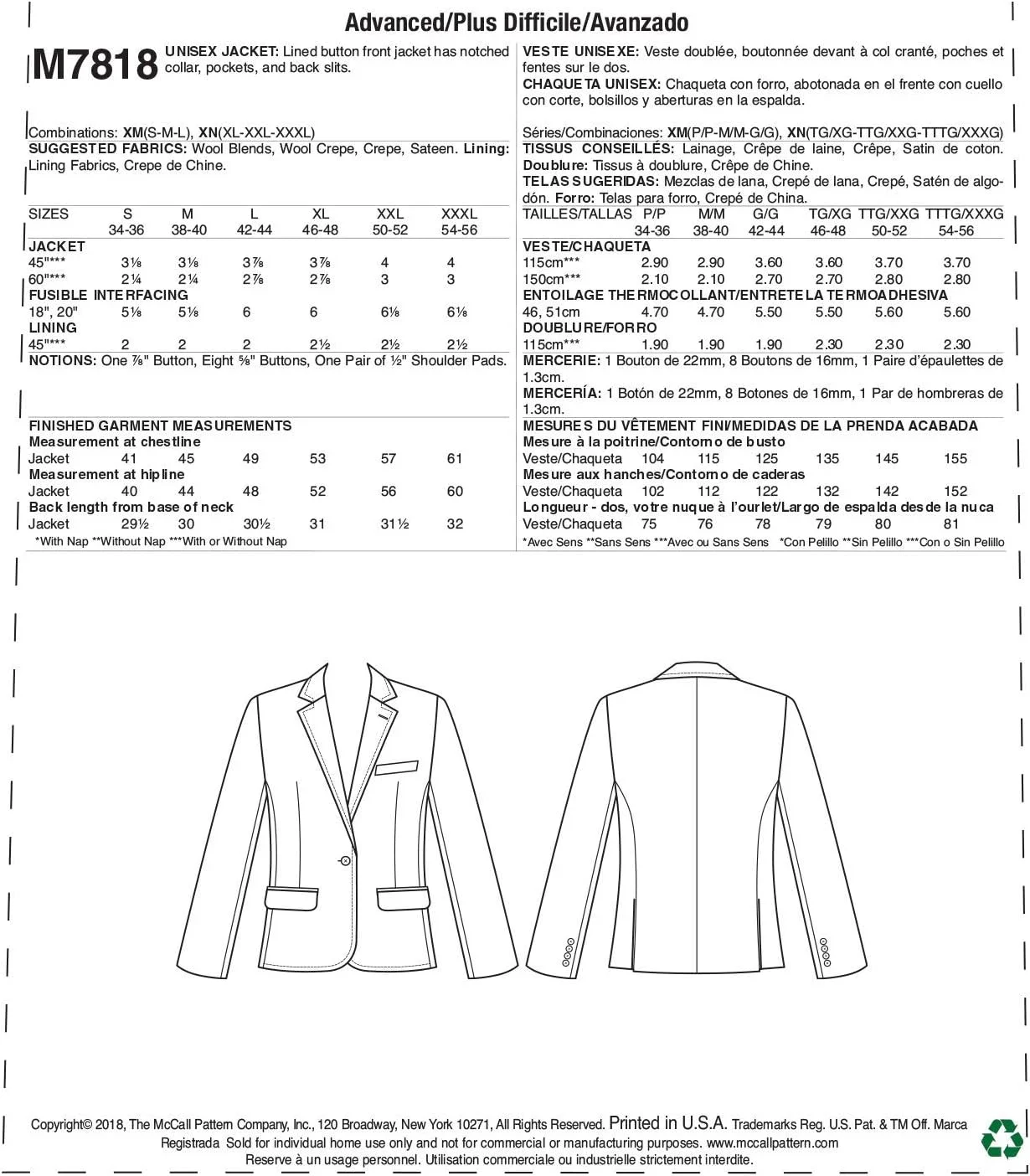الگوهای مک کالز MCC 7818 مک کالز 5981 دامن شلواری و ژاکت زنانه سایز B (8-10-12)