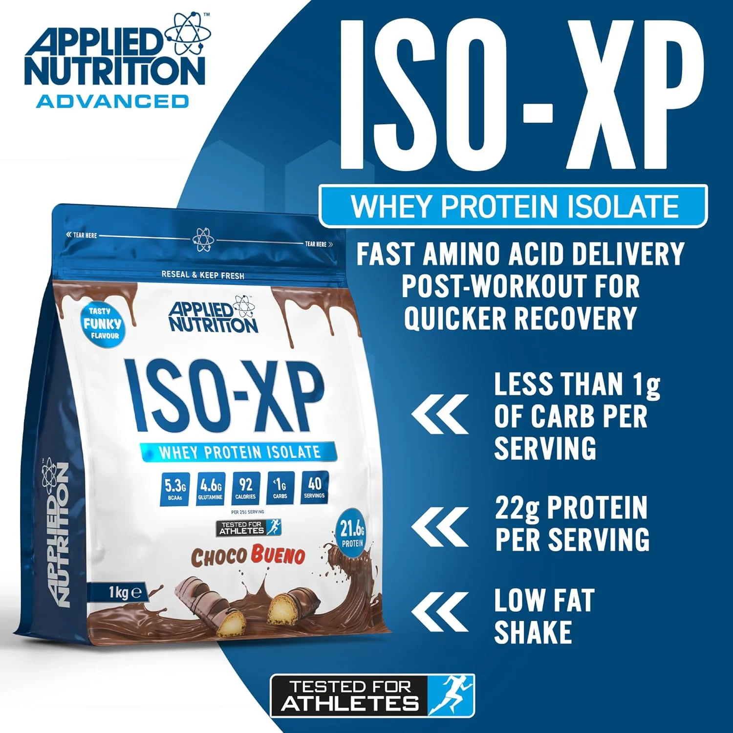 پودر پروتئین وی ایزوله Applied Nutrition ISO XP - پودر پروتئین وی ایزوله، طعم های فانکی خوشمزه ISO-XP (40 سروینگ، شکلات بوئنو)