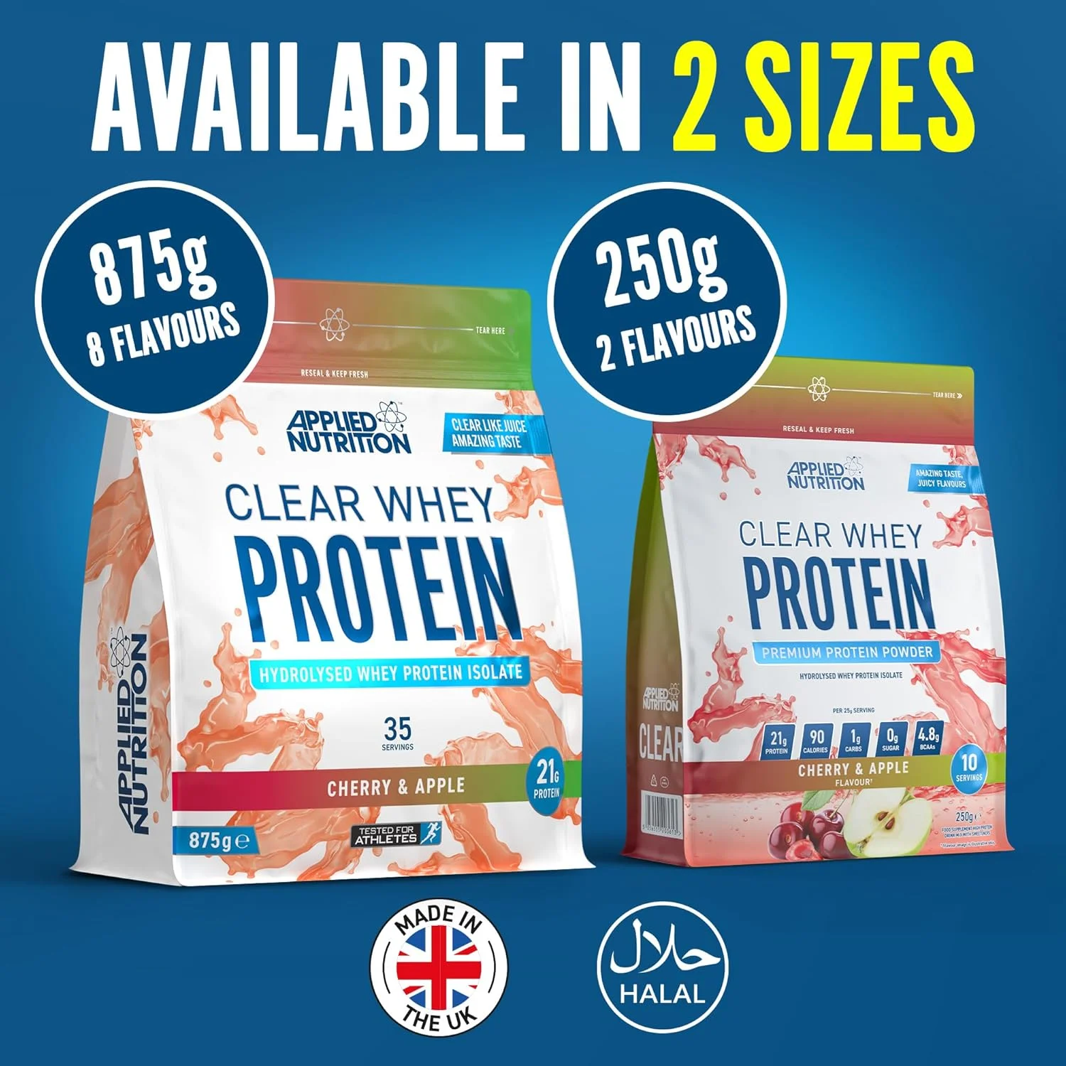 پروتئین وی ایزوله شفاف Applied Nutrition | 21 گرم پروتئین، 5 گرم BCAA | کم کربوهیدرات و کم شکر، پروتئین وی سازگار با گیاهخواران - توت فرنگی و لیمو - 875 گرم