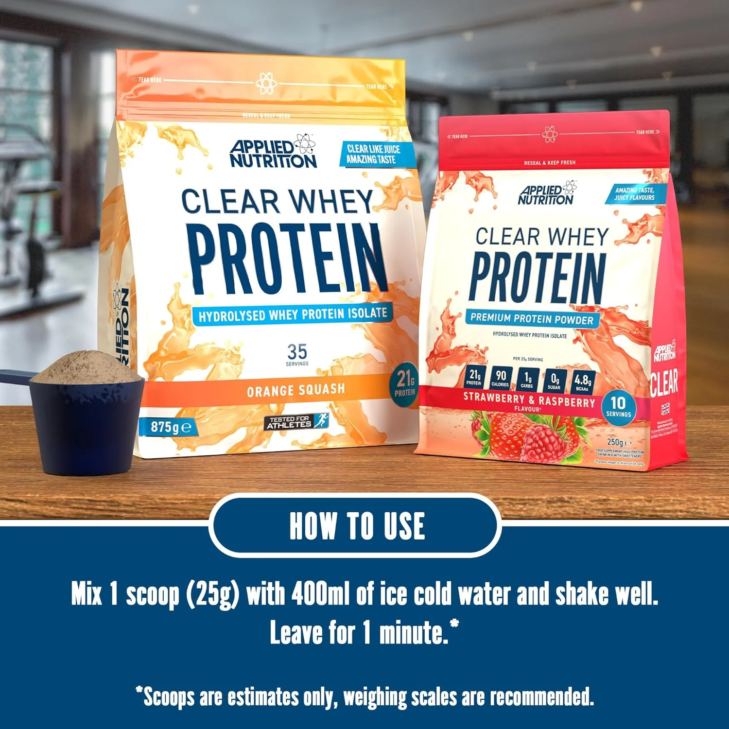 پروتئین وی ایزوله شفاف Applied Nutrition | 21 گرم پروتئین، 5 گرم BCAA | کم کربوهیدرات و کم شکر، پروتئین وی سازگار با گیاهخواران - توت فرنگی و لیمو - 875 گرم