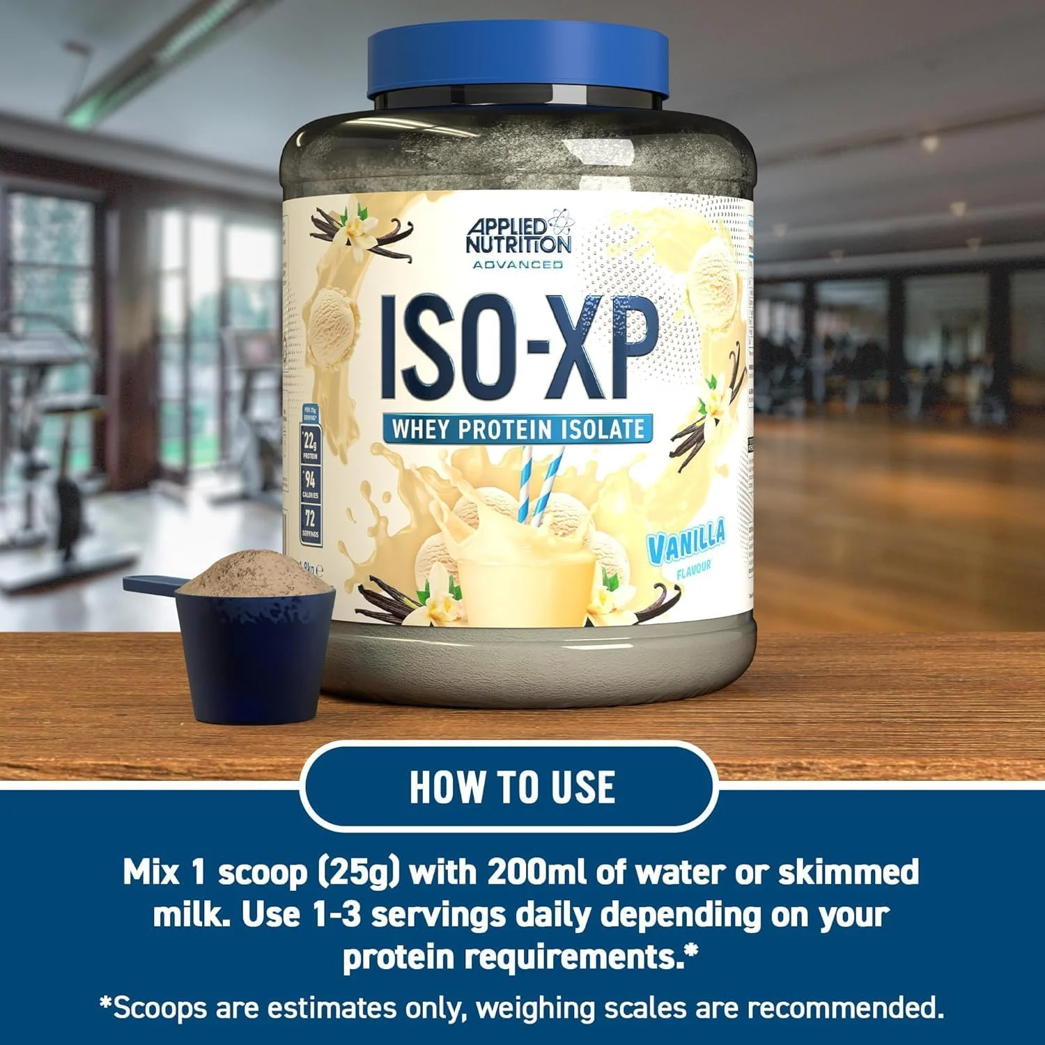 پودر پروتئین وی ایزوله ISO XP Applied Nutrition - پودر پروتئین وی ایزوله خالص ISO-XP، وی ایزوله پریمیوم با گلوتامین و BCAA (1.8 کیلوگرم - 72 سروینگ) (وانیلی، 1.8 کیلوگرم)