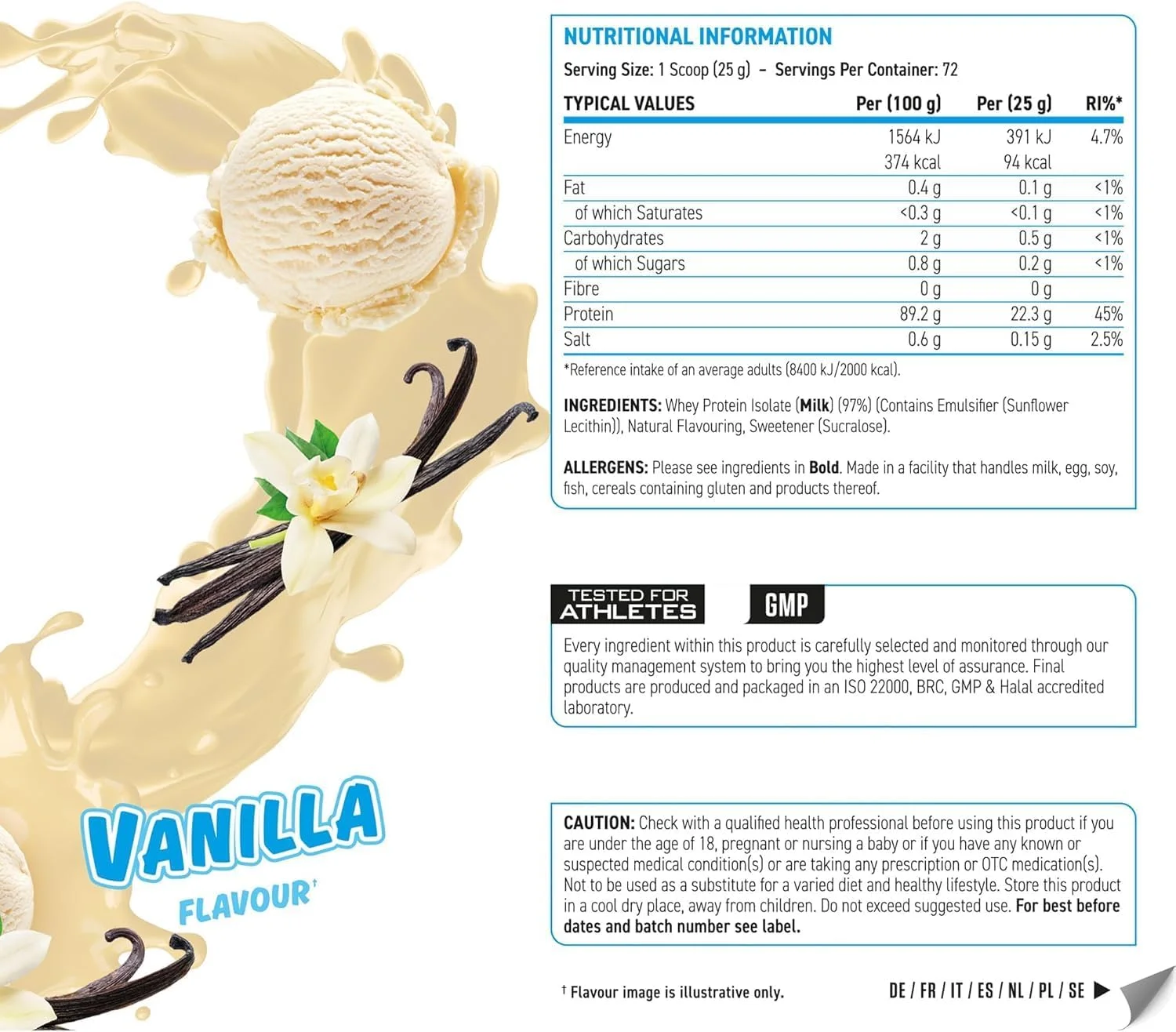 پودر پروتئین وی ایزوله ISO XP Applied Nutrition - پودر پروتئین وی ایزوله خالص ISO-XP، وی ایزوله پریمیوم با گلوتامین و BCAA (1.8 کیلوگرم - 72 سروینگ) (وانیلی، 1.8 کیلوگرم)