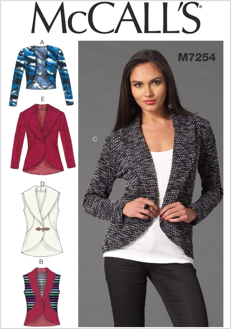 الگوهای خیاطی McCall's 7254 Z، ژاکت زنانه، سایز بزرگ (16-18) - خیلی بزرگ (20-22)، خیلی بزرگ