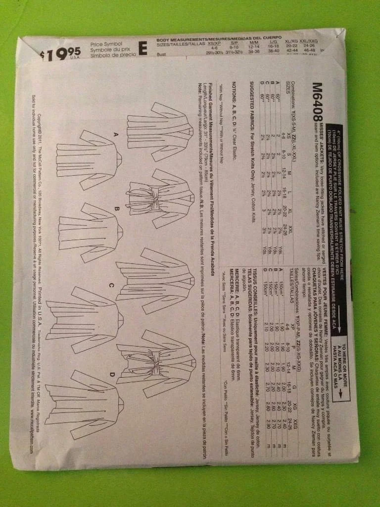 الگوهای خیاطی مک کال M6408 سایز ZZ بزرگ - خیلی بزرگ - XXL کت زنانه، بسته 1 عددی، سفید