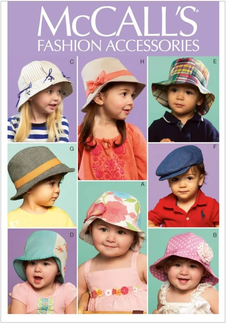 الگوهای خیاطی مک کال M6762 سایز One Size Only برای نوزادان کوچک - کلاه های کودکان نوپا، بسته 1 عددی، سفید