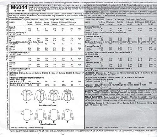 الگوهای خیاطی مردانه مک کالز M6044 سایز XN خیلی بزرگ-XXL-XXXL، بسته 1 عددی، سفید