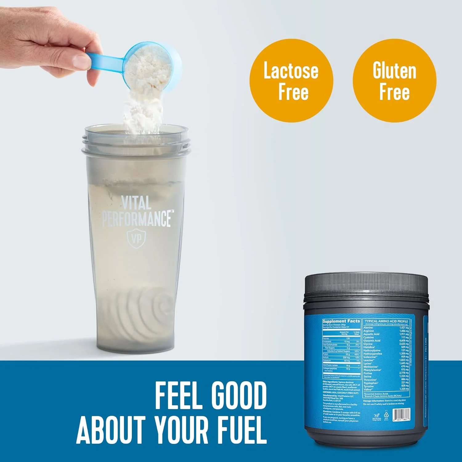 پروتئین عملکرد حیاتی Vital Proteins، وانیلی، 761 گرم (1.68 پوند)
