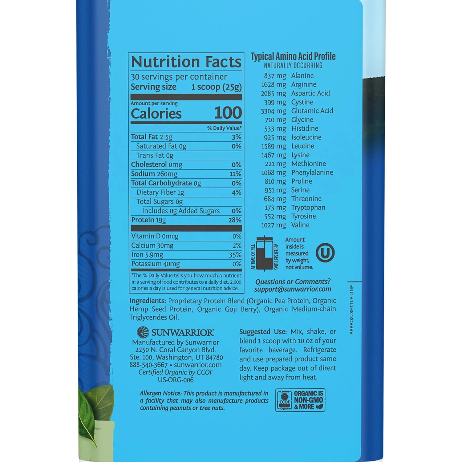 پروتئین ترکیبی جنگجو سان واریر، گیاهی، ارگانیک و طبیعی (750 گرم، 1.65 پوند)