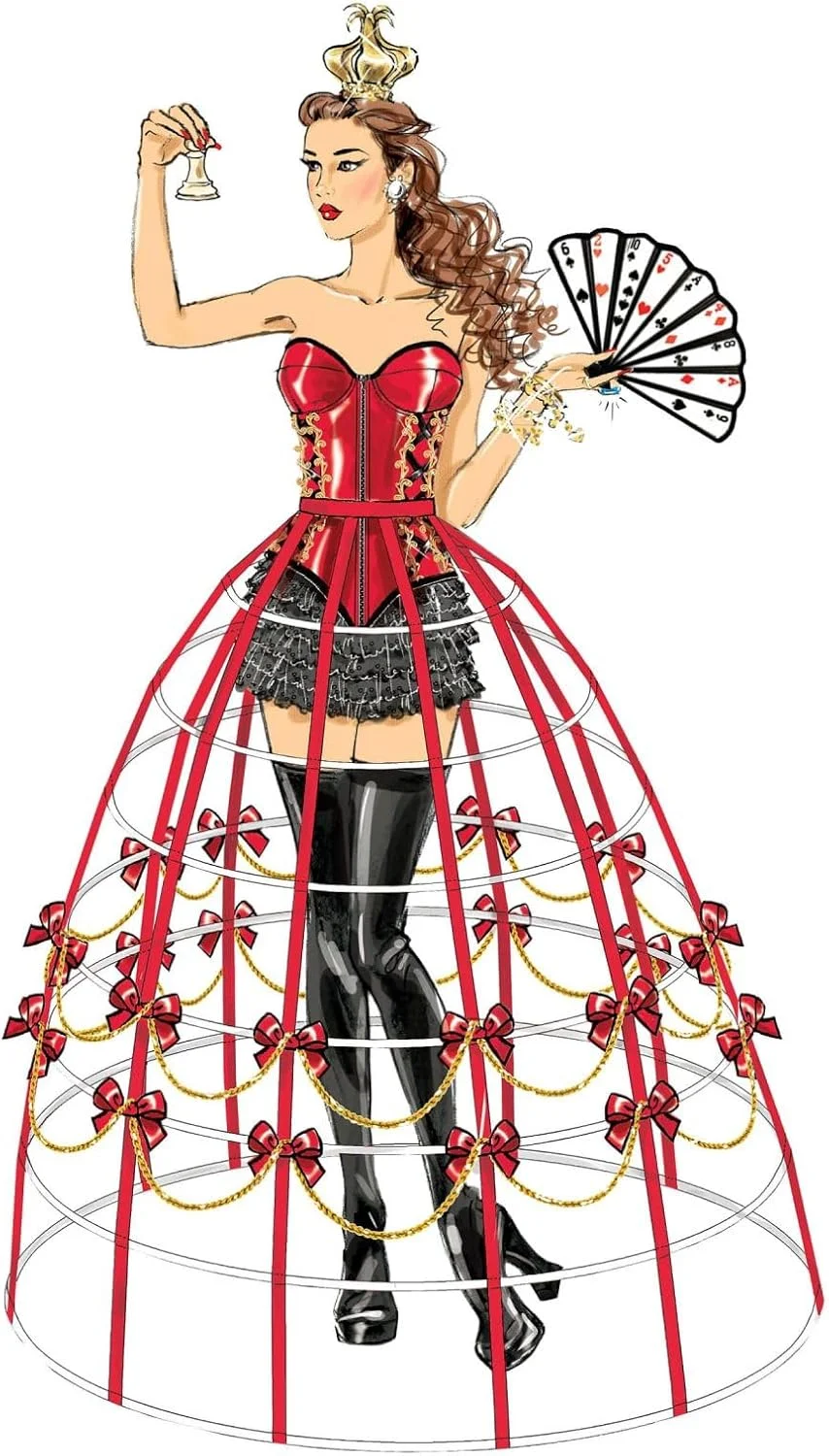 الگوهای مک کال M7306 کرست، شورت، یقه، دامن حلقه ای و تاج، E5 (14-16-18-20-22)