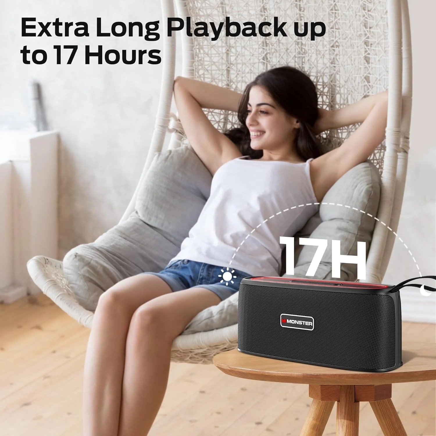 اسپیکر بلوتوثی قابل حمل Monster Shock، اسپیکر بیسیم واقعی، صدای استریو بلند 30 واتی، ضد آب IPX6، 17 ساعت پخش، جفتسازی بلوتوث 5.4 TWS، بلندگوهای فضای باز با دسته اسپیکر بلوتوثی قابل حمل Monster Shock، اسپیکر بیسیم واقعی، صدای استریو بلند 30 واتی، ضد آب IPX6، 17 ساعت پخش، جفتسازی بلوتوث 5.4 TWS، بلندگوهای فضای باز با دسته