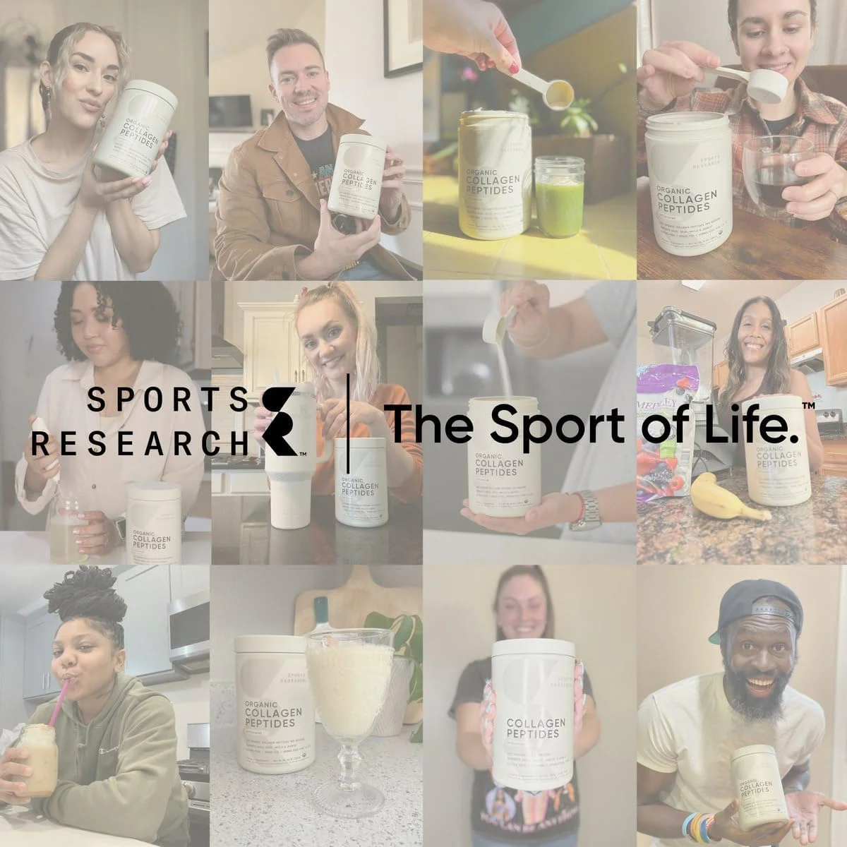 پپتیدهای کلاژن Sports Research، کلاژن هیدرولیز شده نوع I و III، پوست، مو، استخوان ها و مفاصل سالم، بدون طعم، 110.7 گرم (3.9 اونس)