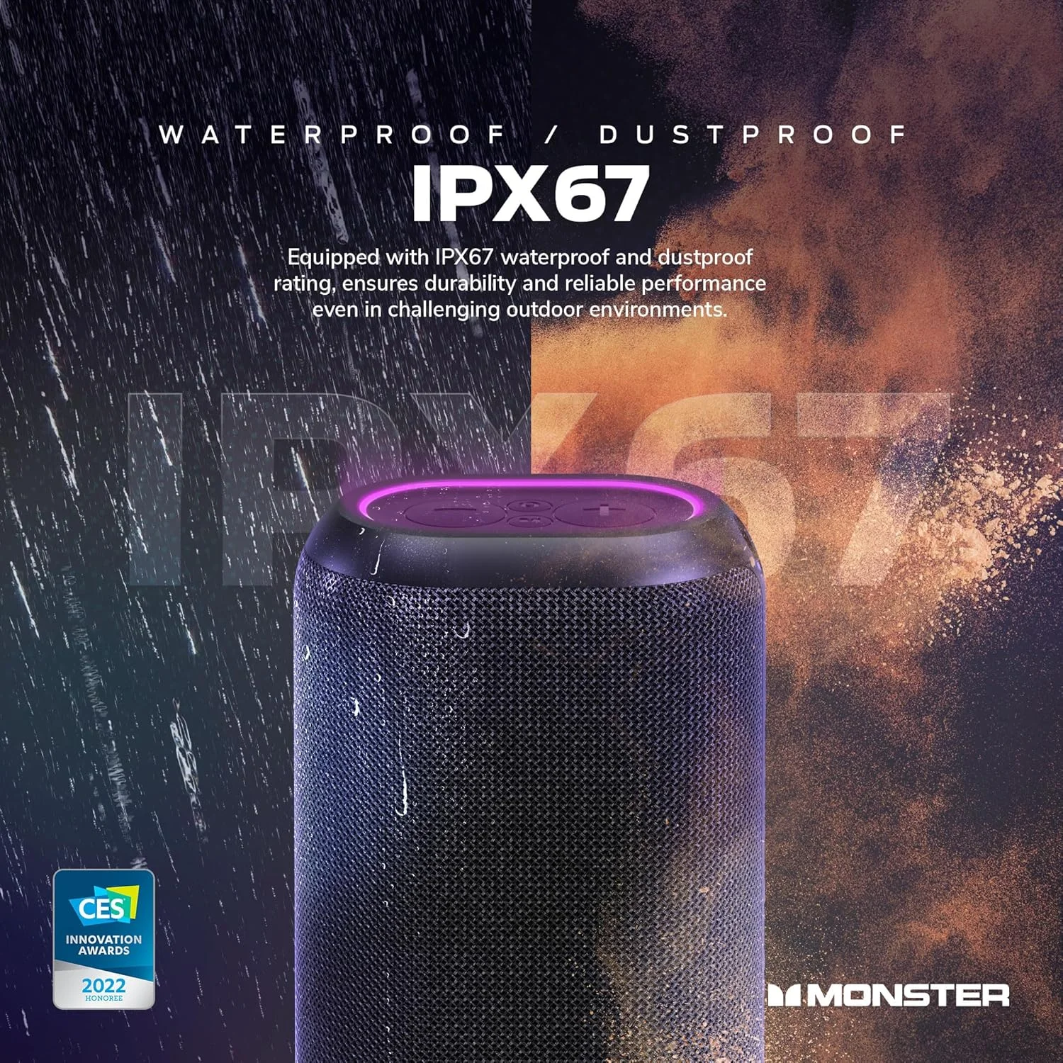 اسپیکر بلوتوثی قابل حمل Monster DNA One، مینی اسپیکر بی سیم قابل حمل با صدای باس 360 درجه، ضد آب IP67 - برای مسافرت، مهمانی های داخلی و خارجی و استفاده در منزل، مشکی اسپیکر بلوتوثی قابل حمل Monster DNA One، مینی اسپیکر بی سیم قابل حمل با صدای باس 360 درجه، ضد آب IP67 - برای مسافرت، مهمانی های داخلی و خارجی و استفاده در منزل، مشکی