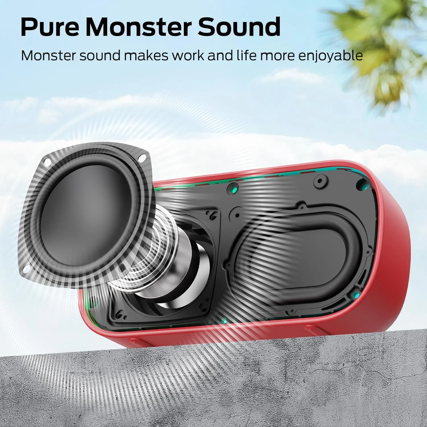 اسپیکر بلوتوثی Monster S150، بلوتوث قوی 5.4، اسپیکر بی سیم ضد آب IPX7، پشتیبانی از اتصال چند کاناله، تماس هندزفری HD، اسپیکرهای با طراحی جمع و جور اسپیکر بلوتوثی Monster S150، بلوتوث قوی 5.4، اسپیکر بی سیم ضد آب IPX7، پشتیبانی از اتصال چند کاناله، تماس هندزفری HD، اسپیکرهای با طراحی جمع و جور