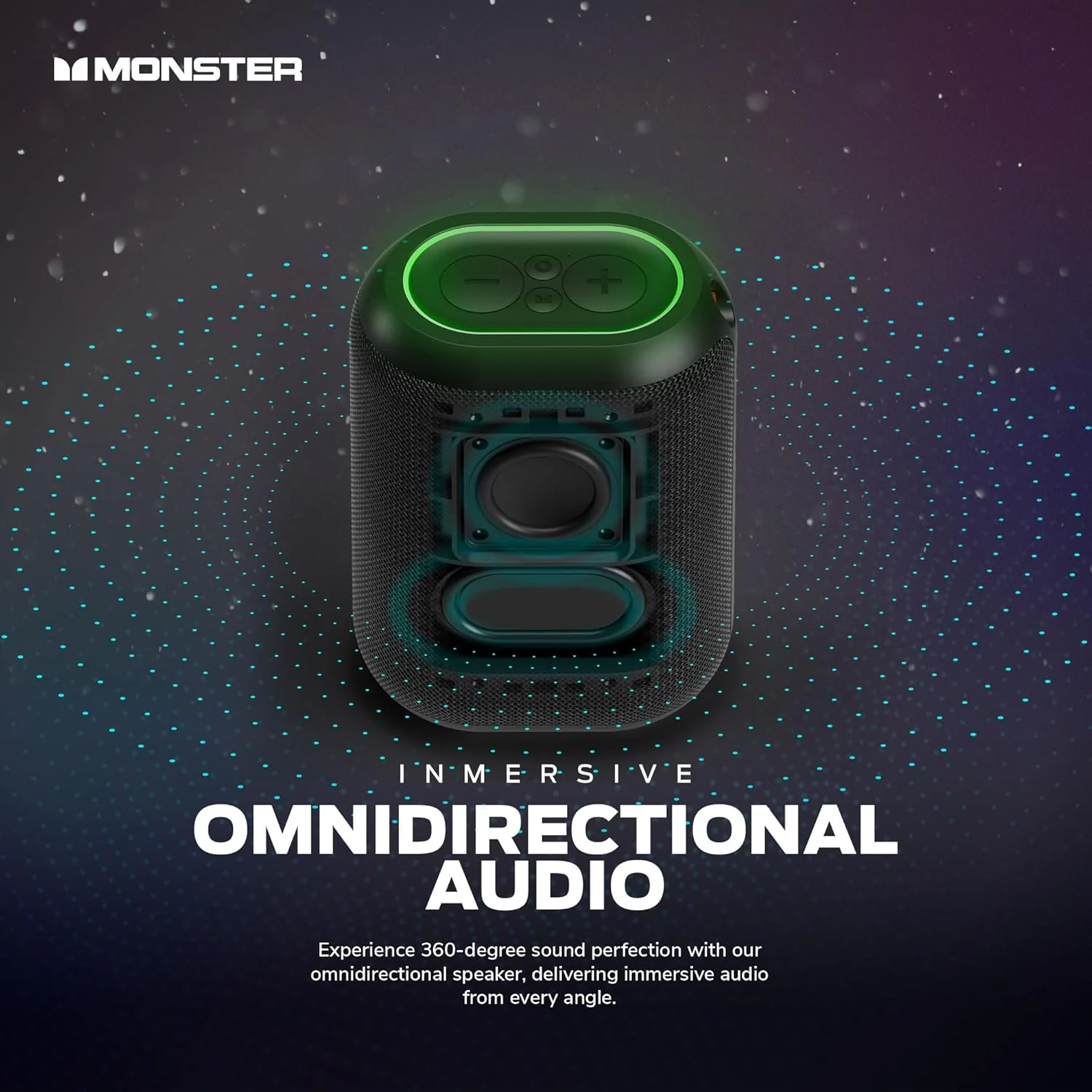 اسپیکر بلوتوثی قابل حمل Monster DNA One، مینی اسپیکر بی سیم قابل حمل با صدای باس 360 درجه، ضد آب IP67 - برای مسافرت، مهمانی های داخلی و خارجی و استفاده در منزل، مشکی اسپیکر بلوتوثی قابل حمل Monster DNA One، مینی اسپیکر بی سیم قابل حمل با صدای باس 360 درجه، ضد آب IP67 - برای مسافرت، مهمانی های داخلی و خارجی و استفاده در منزل، مشکی