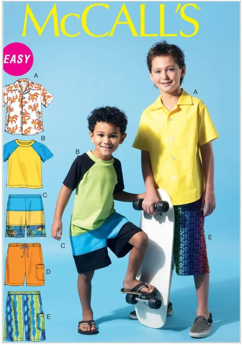 الگوهای خیاطی مک کال M6548 پیراهن، تاپ و شورت پسرانه/بچگانه، سایز CHJ (7-8-10-12-14)
