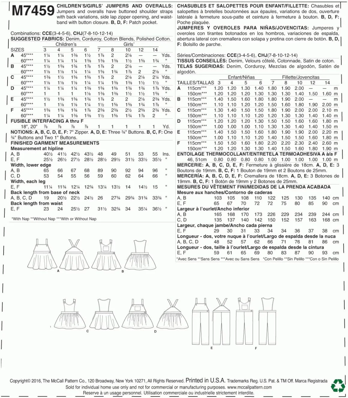 الگوهای مک کال برای لباس های سرهمی و جامپسوت دخترانه، چند رنگ، سایز 7-14-p، 60 x 91 سانتی متر الگوهای مک کال برای لباس های سرهمی و جامپسوت دخترانه، چند رنگ، سایز 7-14-p، 60 x 91 سانتی متر