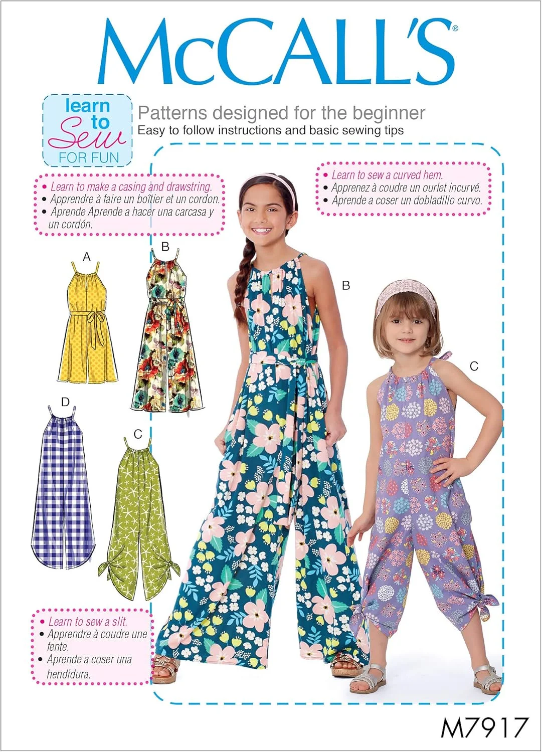 الگوهای مک کال M7917 رامپر، جامپسوت و کمربند دخترانه و بچگانه سایز CCE: 3-4-5-6
