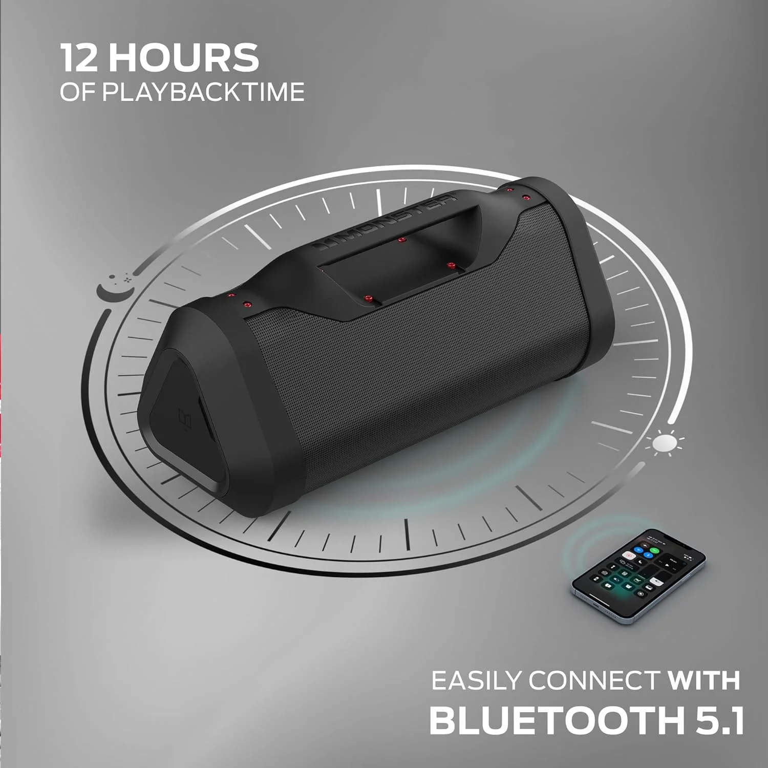 اسپیکر بلوتوثی بی سیم قابل حمل مانستر، بوم باکس بی سیم قابل شارژ 120 واتی، خروجی شارژ USB، مقاوم در برابر آب IPX5، (Monster Blaster 3.0) اسپیکر بلوتوثی بی سیم قابل حمل مانستر، بوم باکس بی سیم قابل شارژ 120 واتی، خروجی شارژ USB، مقاوم در برابر آب IPX5، (Monster Blaster 3.0)
