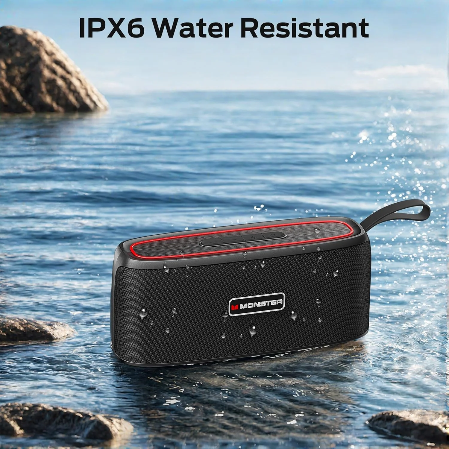 اسپیکر بلوتوثی قابل حمل Monster Shock، صدای بلند 30 واتی، اسپیکر ضد آب IPX6، 17 ساعت پخش، اسپیکر بی سیم قابل حمل با بلوتوث 5.4 TWS برای خانه و فضای باز اسپیکر بلوتوثی قابل حمل Monster Shock، صدای بلند 30 واتی، اسپیکر ضد آب IPX6، 17 ساعت پخش، اسپیکر بی سیم قابل حمل با بلوتوث 5.4 TWS برای خانه و فضای باز