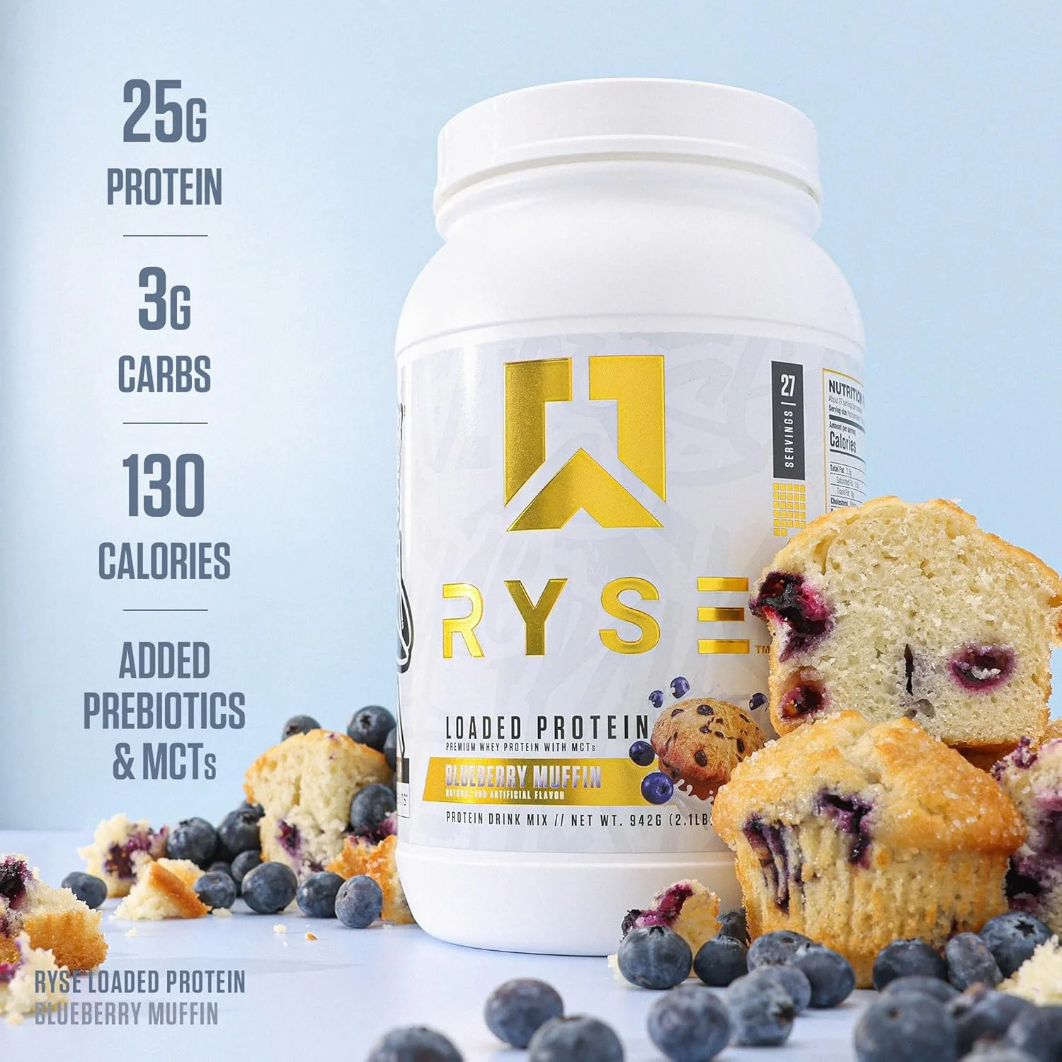 پروتئین وی بارگیری شده RYSE Up Supplements، (مافین بلوبری، 27 سروینگ)، پروتئین وی ممتاز، 25 گرم پروتئین، وی ایزوله، فیبر پری بیوتیک، MCTs، هضم آسان پروتئین وی بارگیری شده RYSE Up Supplements، (مافین بلوبری، 27 سروینگ)، پروتئین وی ممتاز، 25 گرم پروتئین، وی ایزوله، فیبر پری بیوتیک، MCTs، هضم آسان