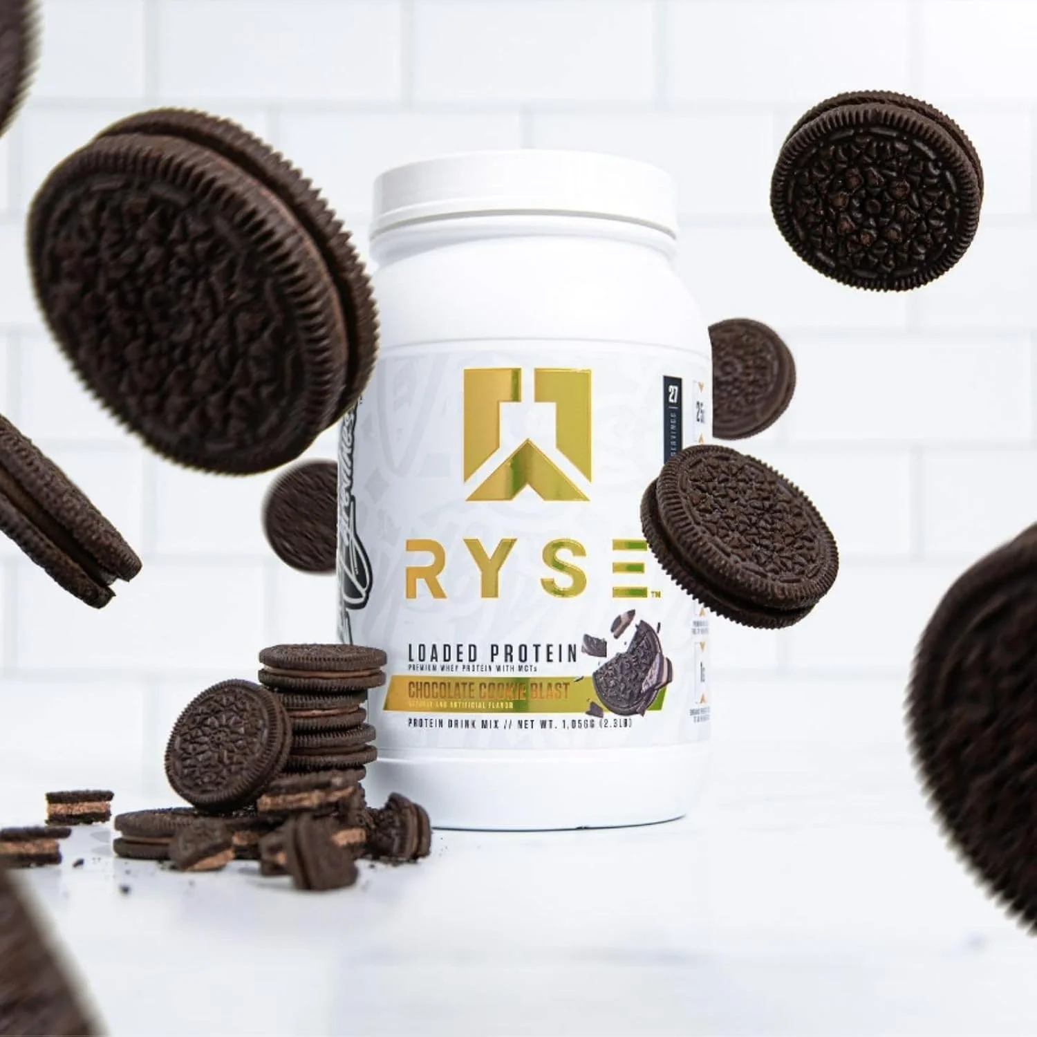 پروتئین وی لودد RYSE Up Supplements، (طعم انفجار کوکی شکلاتی، 54 سروینگ)، پروتئین وی ممتاز، 25 گرم پروتئین، وی ایزوله، فیبر پری‌بیوتیک، MCTs، هضم آسان