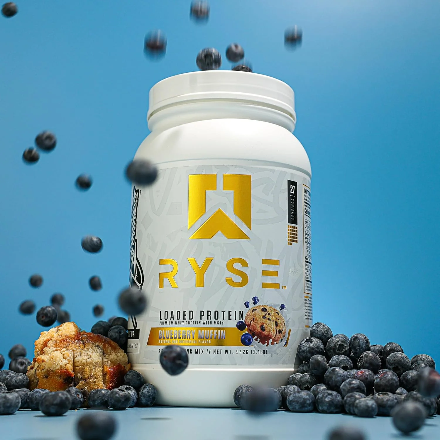 پروتئین وی بارگیری شده RYSE Up Supplements، (مافین بلوبری، 27 سروینگ)، پروتئین وی ممتاز، 25 گرم پروتئین، وی ایزوله، فیبر پری بیوتیک، MCTs، هضم آسان پروتئین وی بارگیری شده RYSE Up Supplements، (مافین بلوبری، 27 سروینگ)، پروتئین وی ممتاز، 25 گرم پروتئین، وی ایزوله، فیبر پری بیوتیک، MCTs، هضم آسان