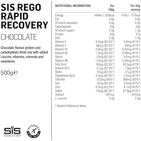 نوشیدنی ریکاوری سریع رِگو Science In Sport | 21 گرم پروتئین وگان | 22 گرم کربوهیدرات | 2.5 گرم لوسین | 15 ویتامین و مواد معدنی | پودر پروتئین گیاهی | طعم شکلاتی | 10 سروینگ | 500 گرم
