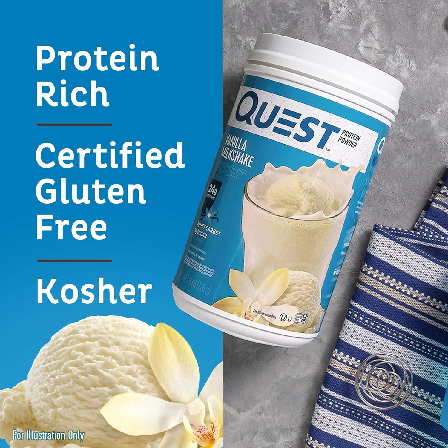 پودر پروتئین Quest Nutrition، میلک شیک وانیلی، 1.6 پوند