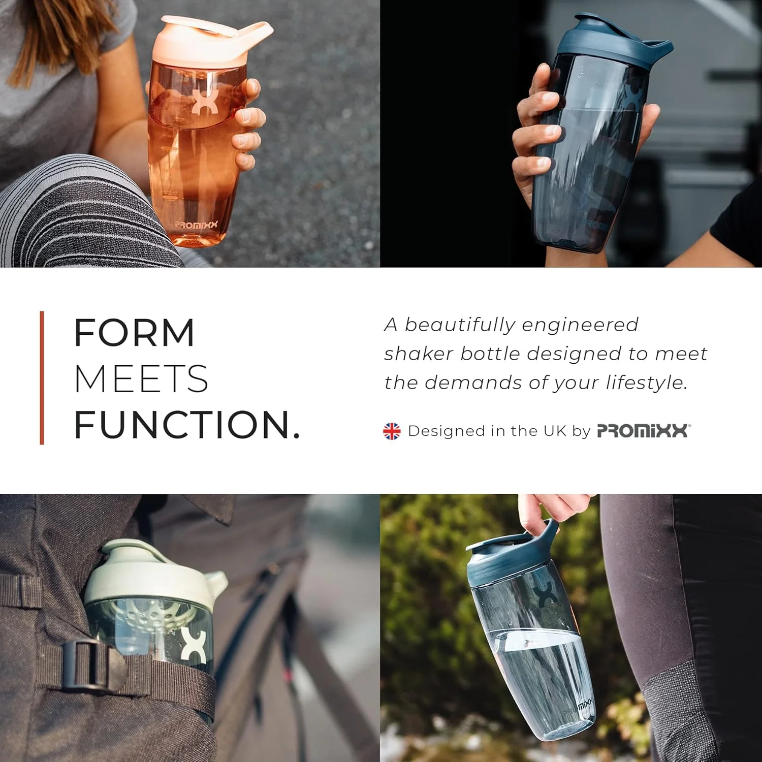 قمقمه شیکر پروتئین Promixx PURSUIT - قمقمه های مخلوط کن ورزشی ممتاز برای مخلوط های پروتئینی و شیک های مکمل - تمیز کردن آسان، لیوان شیکر پروتئین بادوام
