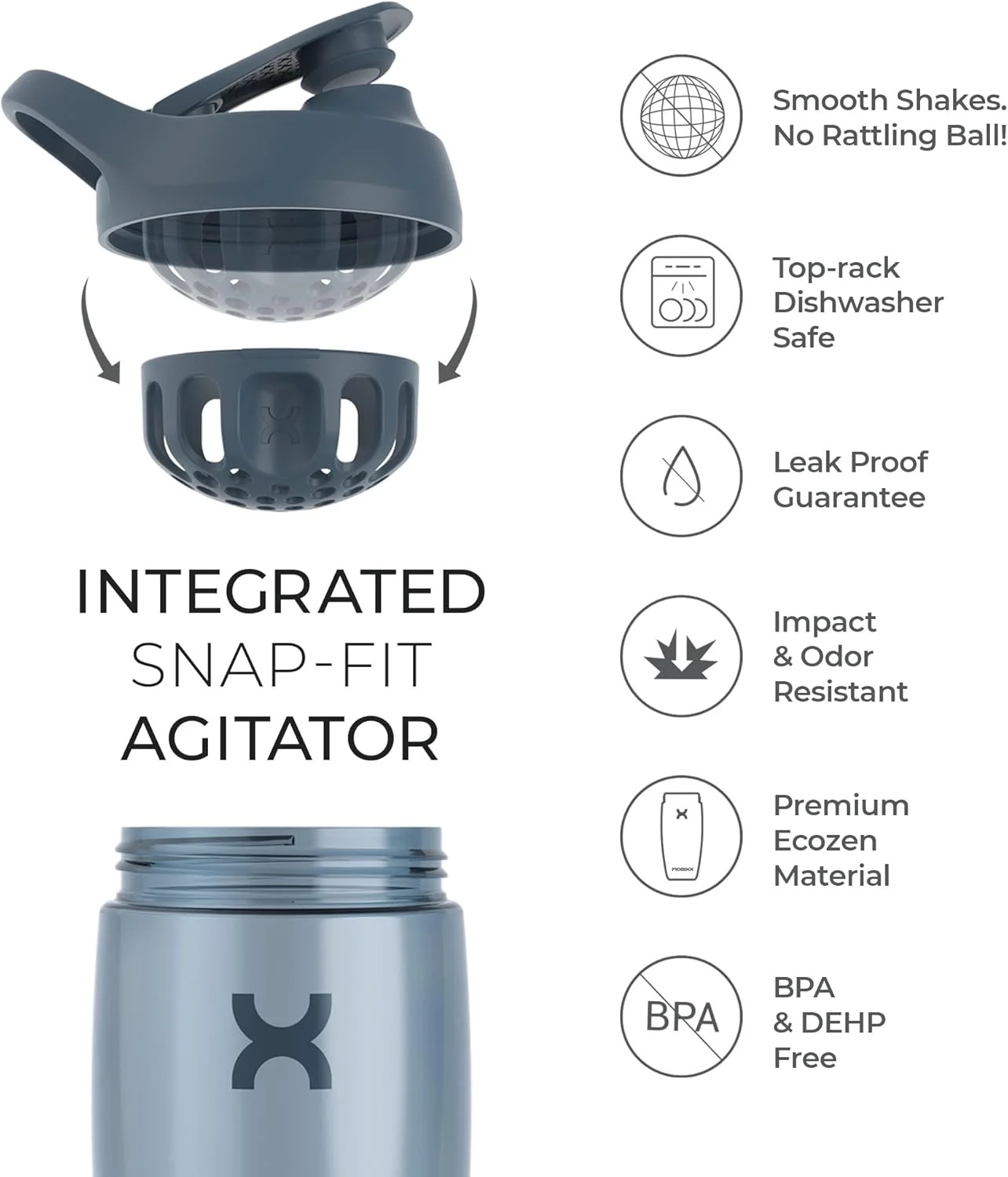 قمقمه شیکر پروتئین Promixx PURSUIT - قمقمه های مخلوط کن ورزشی ممتاز برای مخلوط های پروتئینی و شیک های مکمل - تمیز کردن آسان، لیوان شیکر پروتئین بادوام
