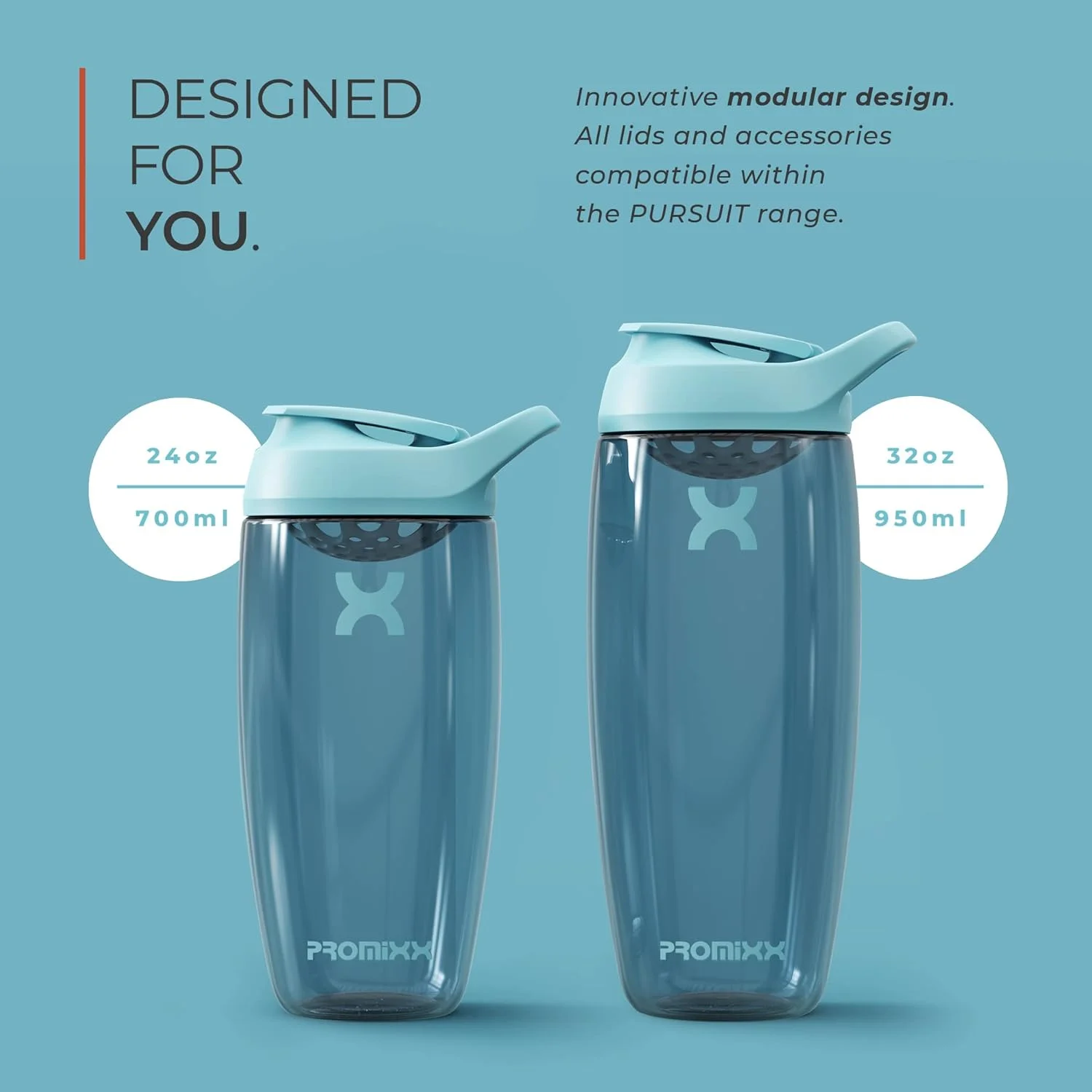قمقمه شیکر پروتئین Promixx PURSUIT - قمقمه های مخلوط کن ورزشی ممتاز برای مخلوط های پروتئینی و شیک های مکمل - تمیز کردن آسان، لیوان شیکر پروتئین بادوام