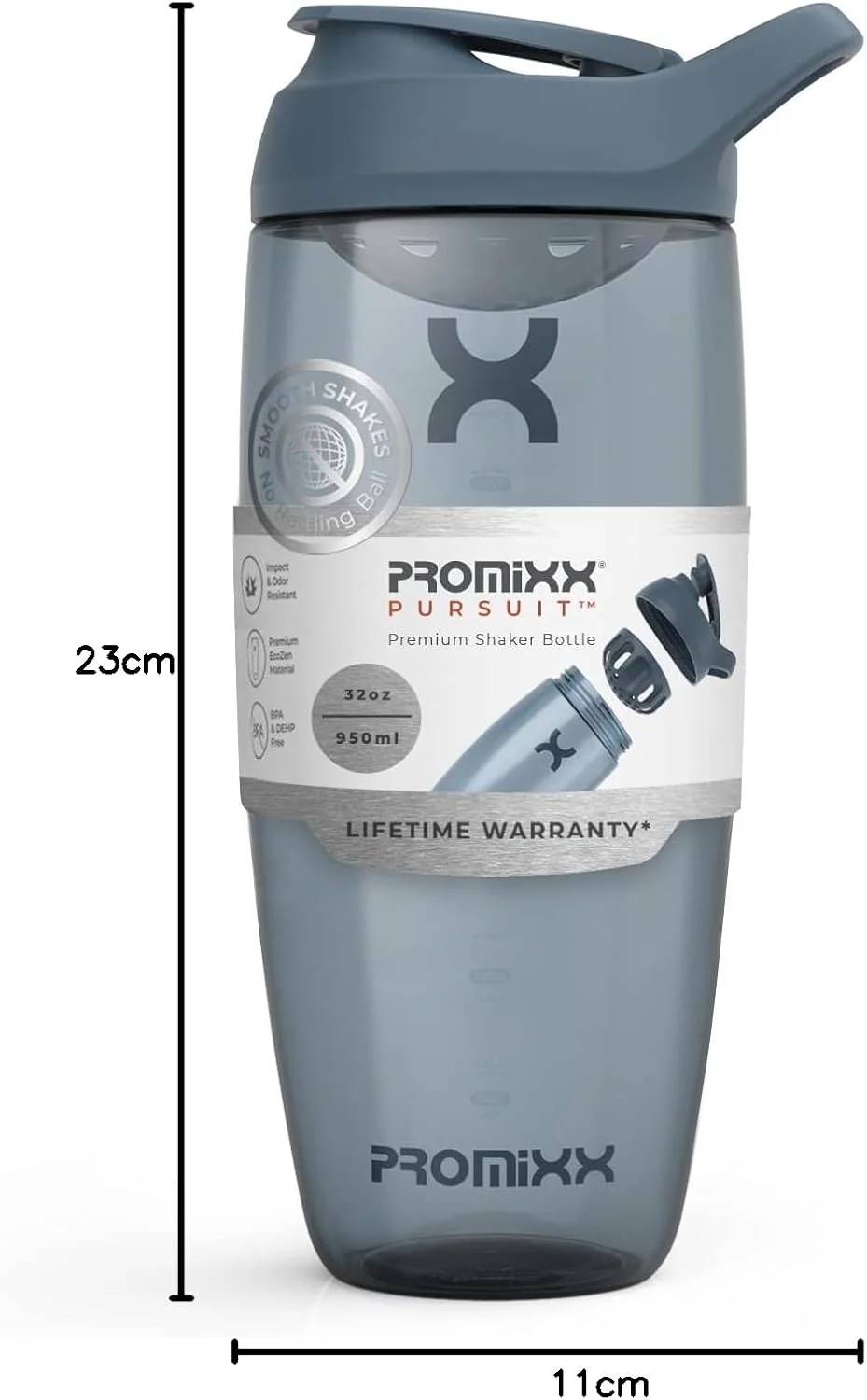 قمقمه شیکر پروتئین Promixx PURSUIT - قمقمه های مخلوط کن ورزشی ممتاز برای مخلوط های پروتئینی و شیک های مکمل - تمیز کردن آسان، لیوان شیکر پروتئین بادوام