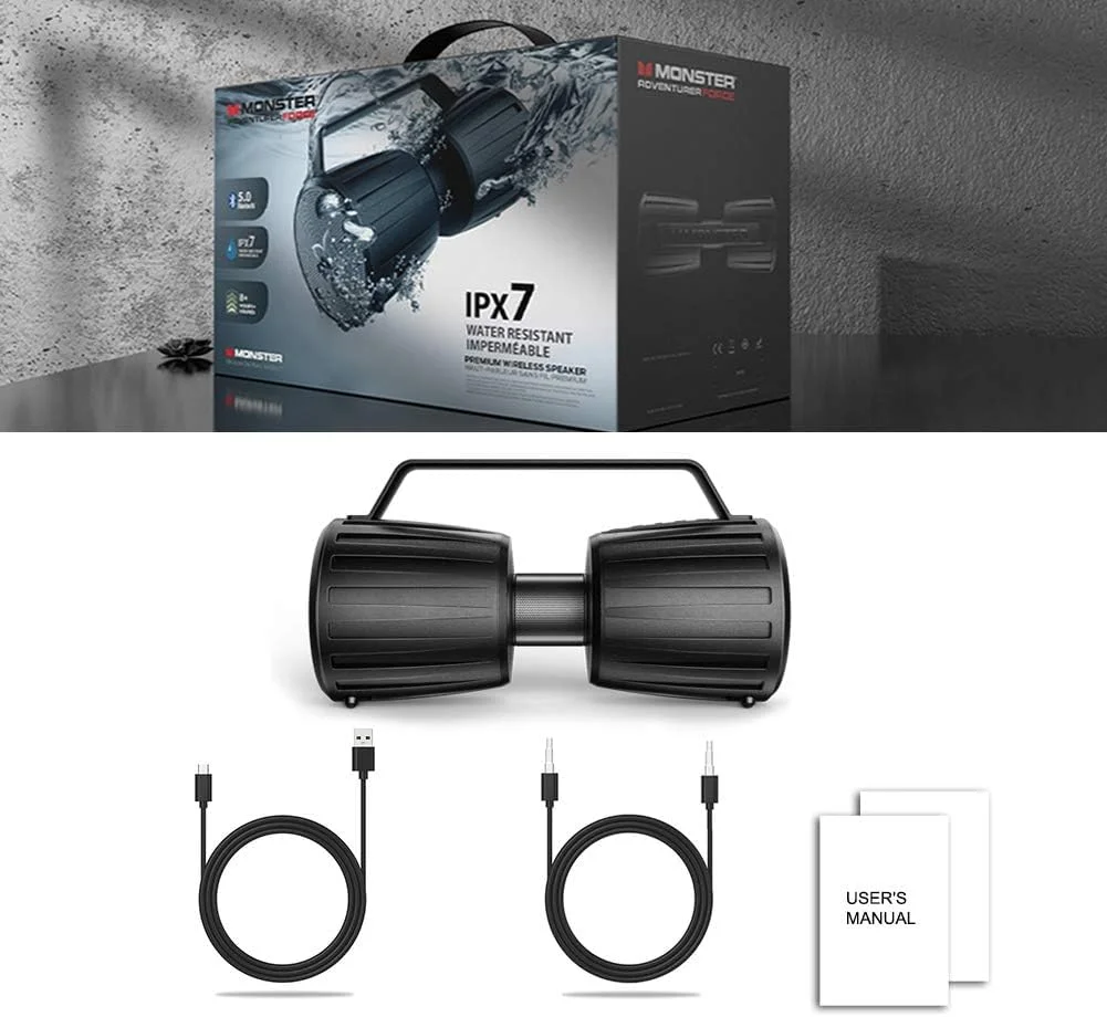 اسپیکر بلوتوثی ضد آب Monster Adventurer Force IPX7 نسخه 5.0 با ورودی میکروفون، اسپیکر بلوتوثی قابل حمل 80 واتی با 40 ساعت پخش مداوم برای مهمانی های داخلی و خارجی، مشکی اسپیکر بلوتوثی ضد آب Monster Adventurer Force IPX7 نسخه 5.0 با ورودی میکروفون، اسپیکر بلوتوثی قابل حمل 80 واتی با 40 ساعت پخش مداوم برای مهمانی های داخلی و خارجی، مشکی