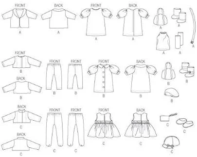 الگوهای خیاطی مک کال M6805 لباس و لوازم جانبی عروسک 18 اینچی سایز One Size Only برای تعطیلات، بسته 1 عددی، سفید