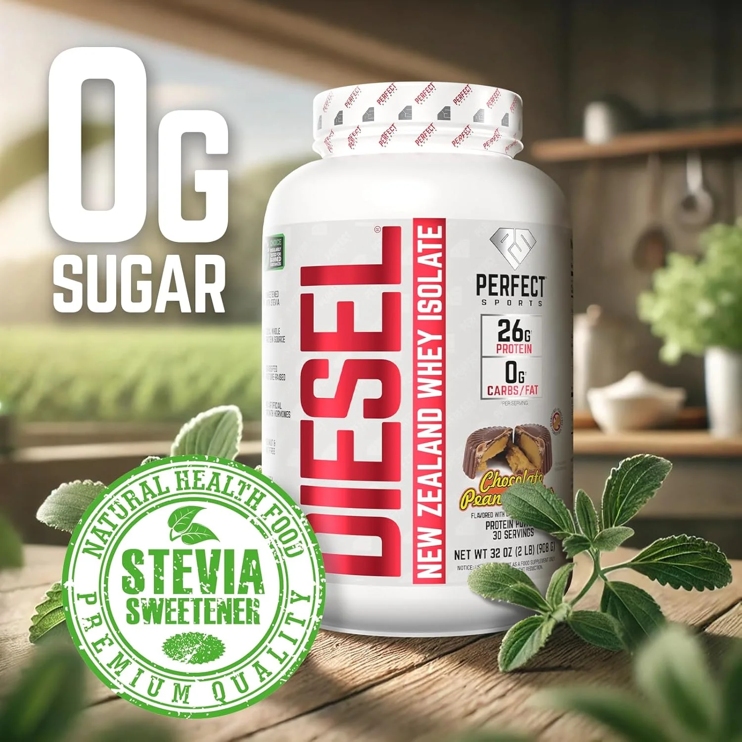 پروتئین وی ایزوله 100% نیوزلندی PERFECT SPORTS Diesel | شیرین شده با استویا، بدون مواد مصنوعی، کتو | 0 گرم کربوهیدرات، 0 گرم چربی، 26 گرم پروتئین | 2 پوند (کره بادام زمینی شکلاتی) پروتئین وی ایزوله 100% نیوزلندی PERFECT SPORTS Diesel | شیرین شده با استویا، بدون مواد مصنوعی، کتو | 0 گرم کربوهیدرات، 0 گرم چربی، 26 گرم پروتئین | 2 پوند (کره بادام زمینی شکلاتی)