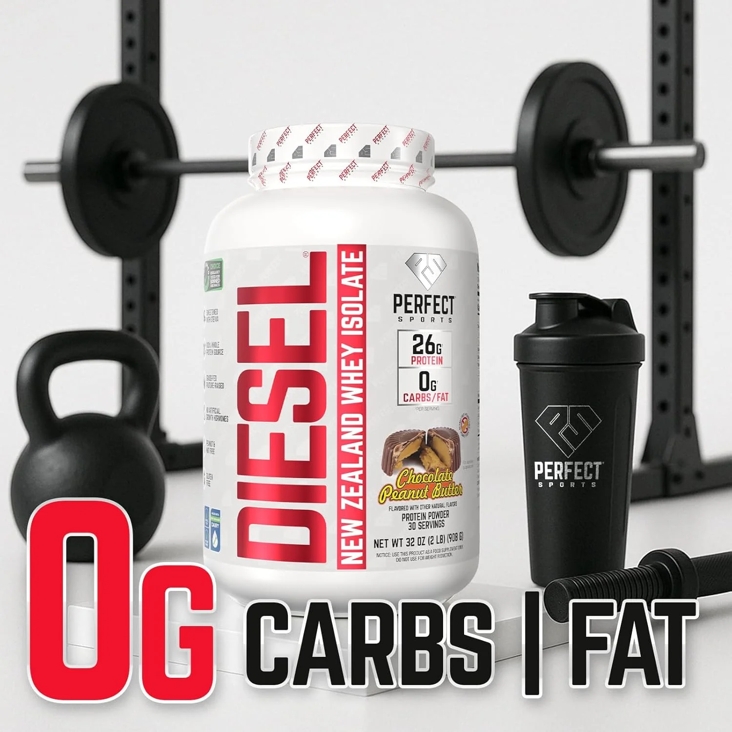پروتئین وی ایزوله 100% نیوزلندی PERFECT SPORTS Diesel | شیرین شده با استویا، بدون مواد مصنوعی، کتو | 0 گرم کربوهیدرات، 0 گرم چربی، 26 گرم پروتئین | 2 پوند (کره بادام زمینی شکلاتی) پروتئین وی ایزوله 100% نیوزلندی PERFECT SPORTS Diesel | شیرین شده با استویا، بدون مواد مصنوعی، کتو | 0 گرم کربوهیدرات، 0 گرم چربی، 26 گرم پروتئین | 2 پوند (کره بادام زمینی شکلاتی)