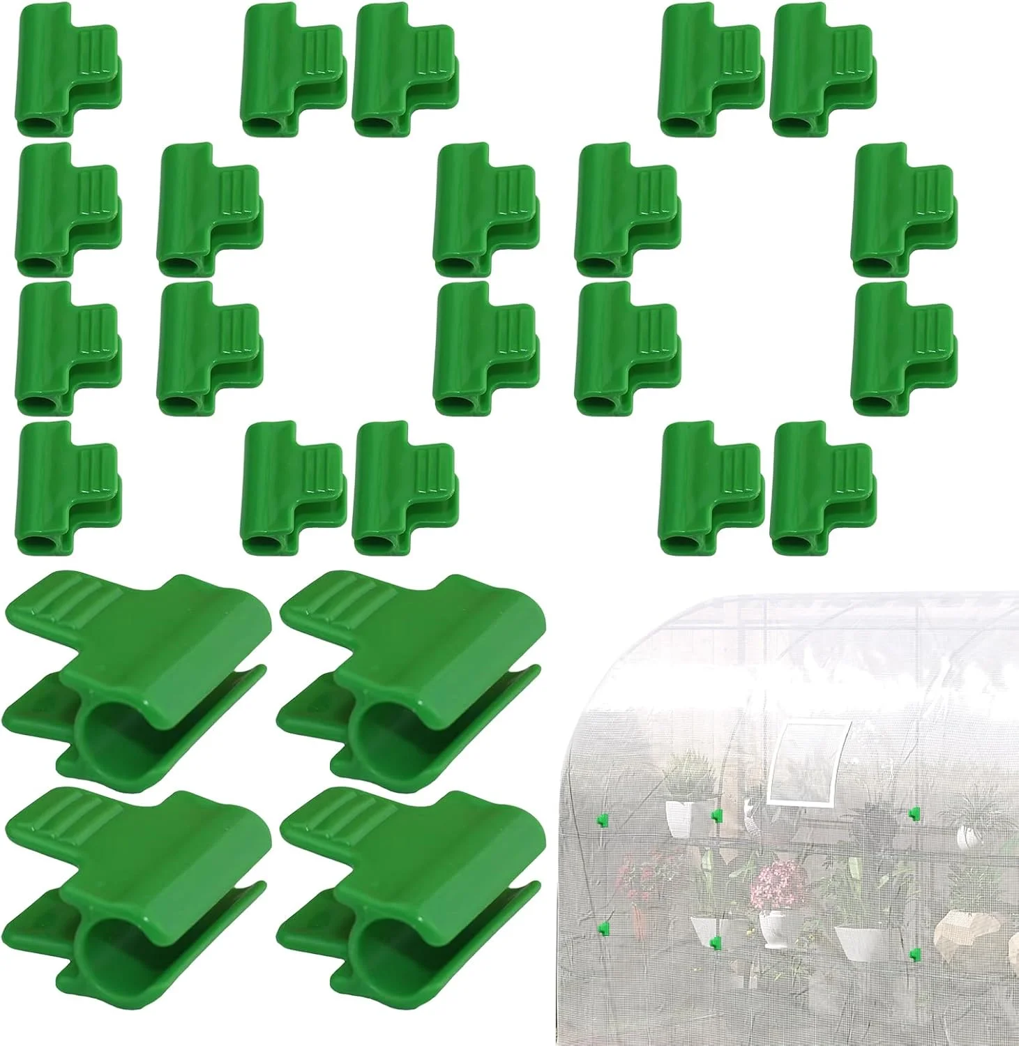 گیره های گلخانه ای، 100 عدد گیره فیلم گلخانه ای، گیره قابل استفاده مجدد برای کاشت لوله، توری حلقه ای زمستانی - قاب پوشش باغبانی - تونل