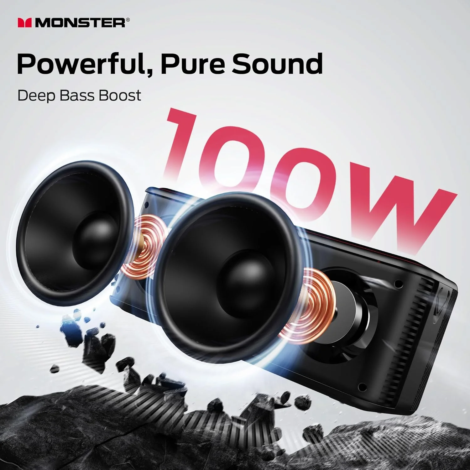 اسپیکر بلوتوثی Monster S20، صدای استریو بی سیم، اسپیکرهای بیرونی با دسته، پشتیبانی از AUX برای فضای داخلی و خارجی، مشکی اسپیکر بلوتوثی Monster S20، صدای استریو بی سیم، اسپیکرهای بیرونی با دسته، پشتیبانی از AUX برای فضای داخلی و خارجی، مشکی