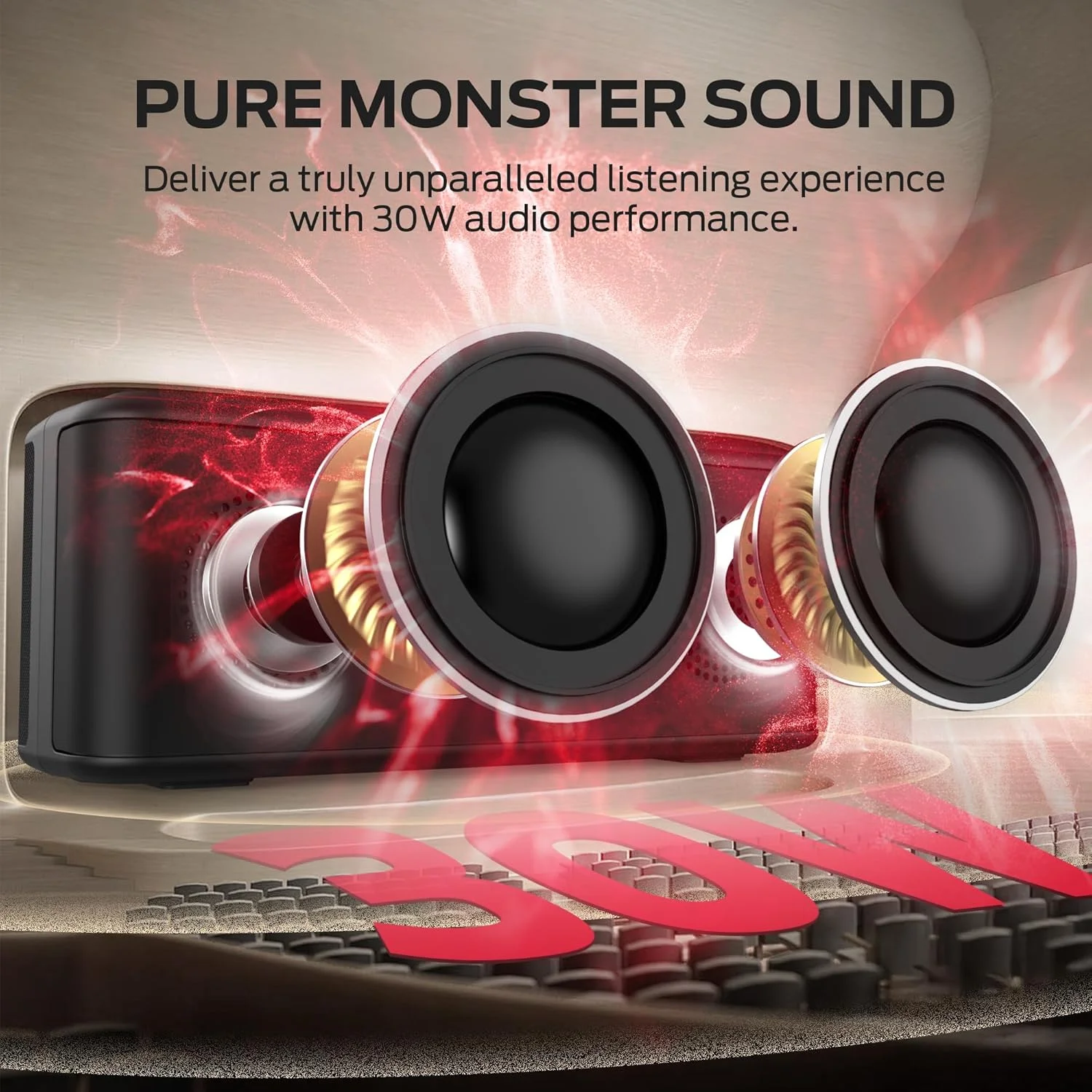 اسپیکر بلوتوثی Monster Shock Plus، اسپیکر قابل حمل با صدای استریو بلند 30 واتی، بلوتوث 5.4، جفت سازی TWS، 15 ساعت پخش، پشتیبانی از کارت AUX/TF، اسپیکر بی سیم ضد آب IPX6 برای خانه، مهمانی اسپیکر بلوتوثی Monster Shock Plus، اسپیکر قابل حمل با صدای استریو بلند 30 واتی، بلوتوث 5.4، جفت سازی TWS، 15 ساعت پخش، پشتیبانی از کارت AUX/TF، اسپیکر بی سیم ضد آب IPX6 برای خانه، مهمانی