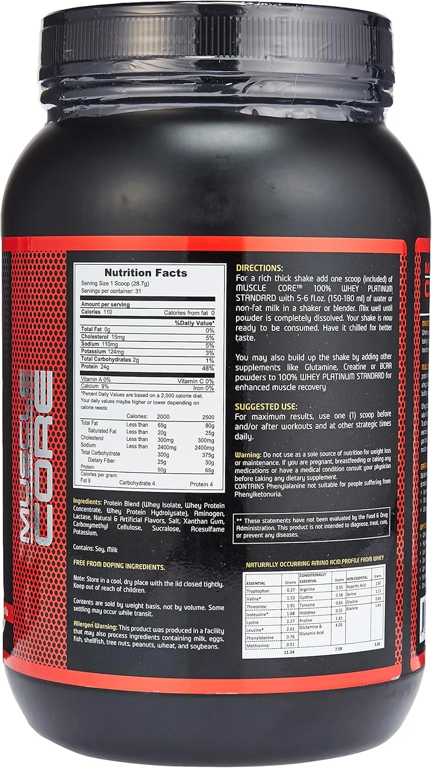 پروتئین وی پلاتینیوم استاندارد وانیلی Muscle Core Nutrition، 889.7 گرم | 24 گرم پروتئین، 5.8 گرم BCAA، 4 گرم گلوتامین | مخلوط پروتئین وی ایزوله و کنسانتره | مکمل غذایی پروتئین وی پلاتینیوم استاندارد وانیلی Muscle Core Nutrition، 889.7 گرم | 24 گرم پروتئین، 5.8 گرم BCAA، 4 گرم گلوتامین | مخلوط پروتئین وی ایزوله و کنسانتره | مکمل غذایی