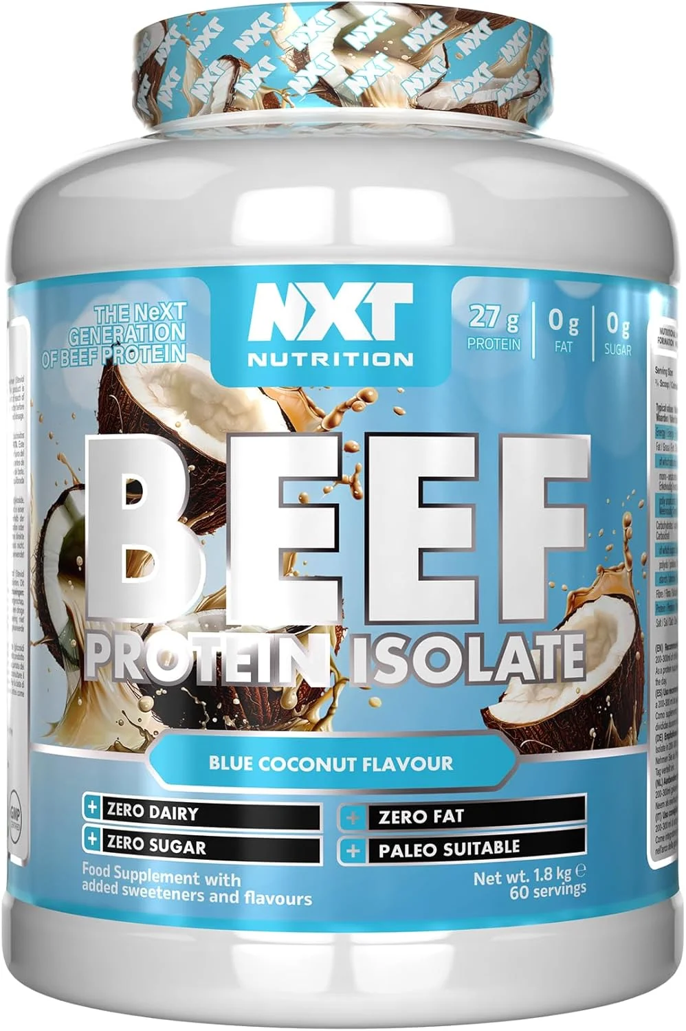 پروتئین ایزوله گوشت گاو NXT با طعم نارگیل آبی 1.8 کیلوگرم 60 سروینگ